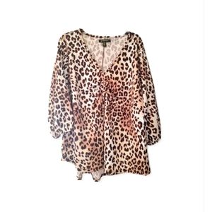 Goddess leopard blouse 3/4 sleeves NWT size 3X A